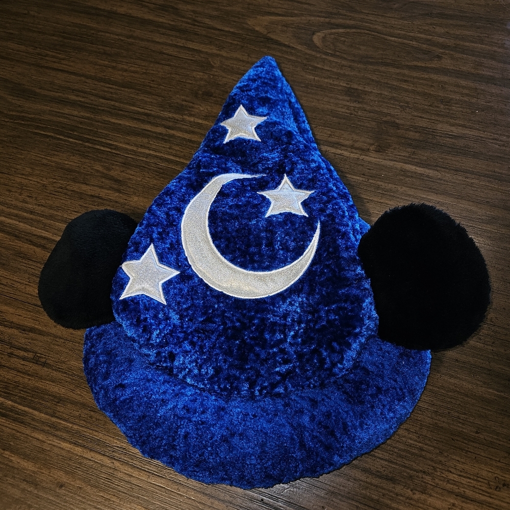 Disney Parks Mickey Mouse Blue Fantasia Sorcerer's Wizard 15” Hat with Ears
